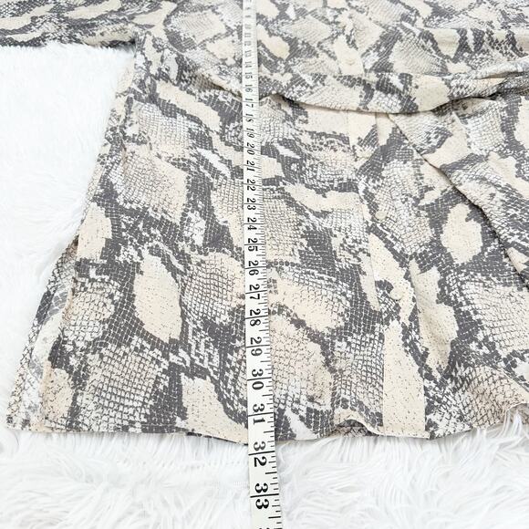 H&M Snakeskin Print Shirt Dress Tunic Top XS Long Sleeve Tie Waist - Picture 8 of 9